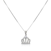 שרשרת עשויה כסף טהור עם  תליון כתר מכסף, משובץ זרקונים